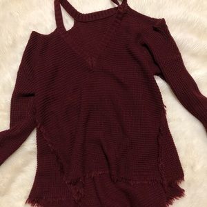 Cold shoulder sweater